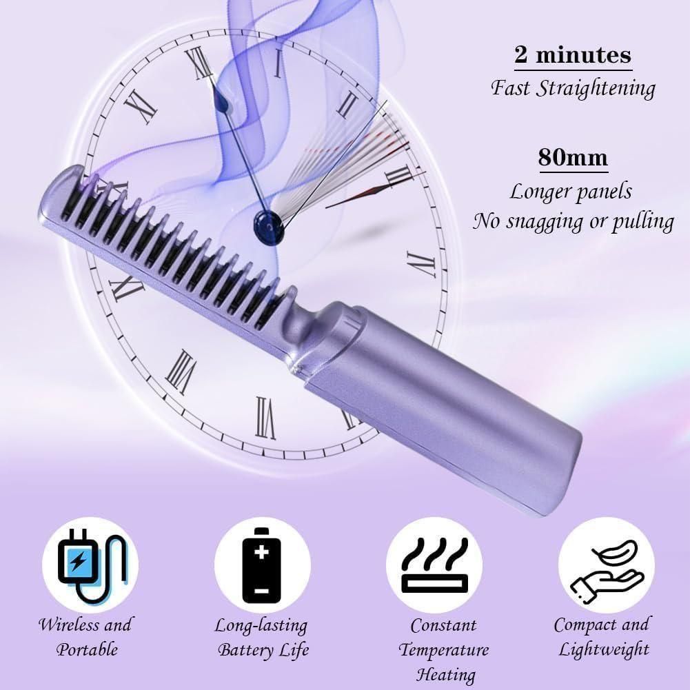 Meneflix Cordless Mini Hair Straightener & Hot Comb
