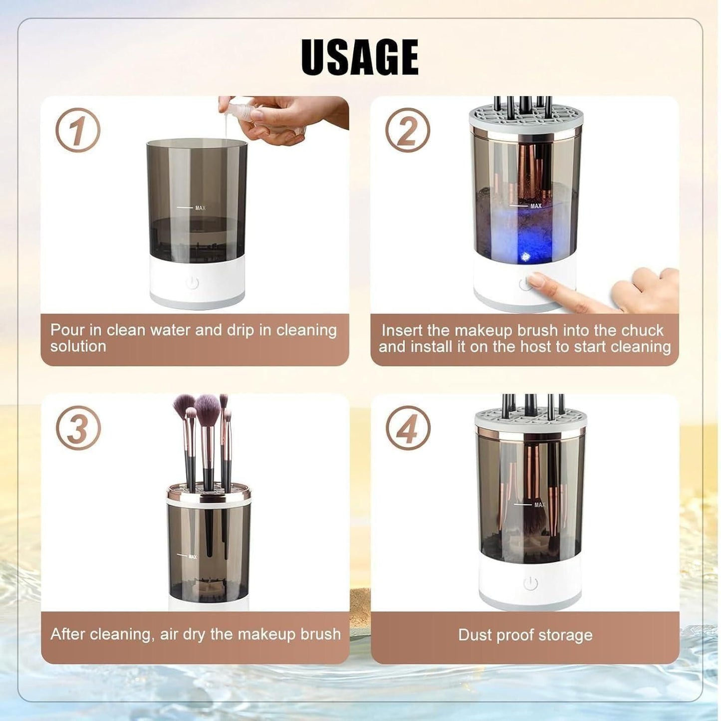 Automatic Make Up Brush Cleaner