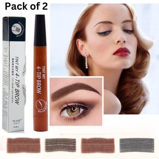 Waterproof 4-Point Eyebrow Pen (Pack of 2)